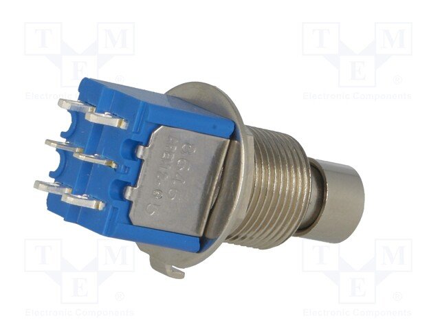 Poga M12x35mm, DPDT, ON-ON, 3A/250VAC, 4A/30VDC, IP40, antivandala, ar fiksaciju