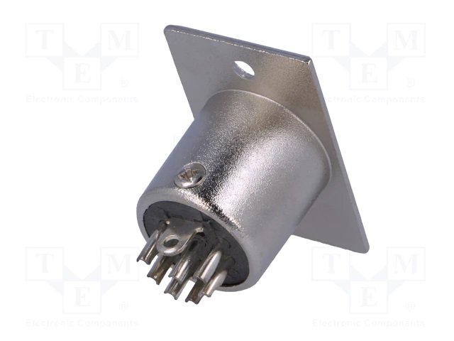 XLR 7PIN, štekers, šasijai ar flanciem (2 skrūves)