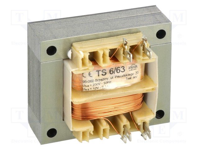 Transformators 220V=>12V, 500mA, 6VA, 48x40x37mm