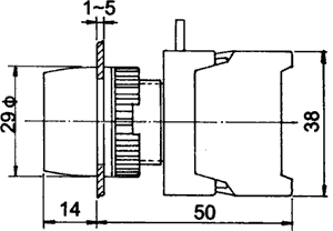 Paneļu slēdzejs, 22mm, 2 poz., ON-(OFF), zaļa, IP65, 3A/230VAC, divi kontakti uz sasl/atslēg.