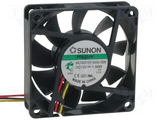 70x70x20mm, DC12V, MagLev, 49m3/h, 33dBA, 3200prm, 1.56W, Ventilators ar devejiem