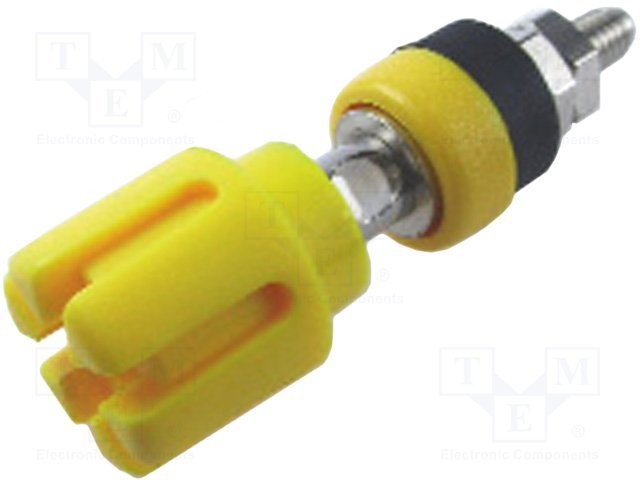 Testera ligzda, 4mm, L=48mm, 30A/60VDC, šasijai, dzeltena krasa