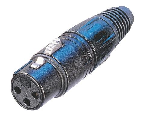 XLR 3PIN, ligzda uz vadu, melna krasa, NEUTRIK