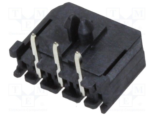 3pin(1x3), MicroFit, "mama/THT", šasijai, solis=3mm, 5A, leņķisks 90°