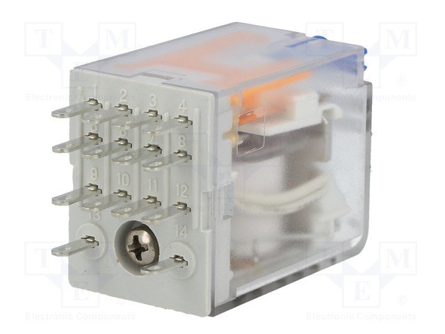 Relejs DC24V, 4PDT, 4x5A/250VAC, 4x5A/24VDC, 650Ω(36mA), četri kontakti uz pārslēgšanu, 21.5x28x36mm, WEIDMULLER