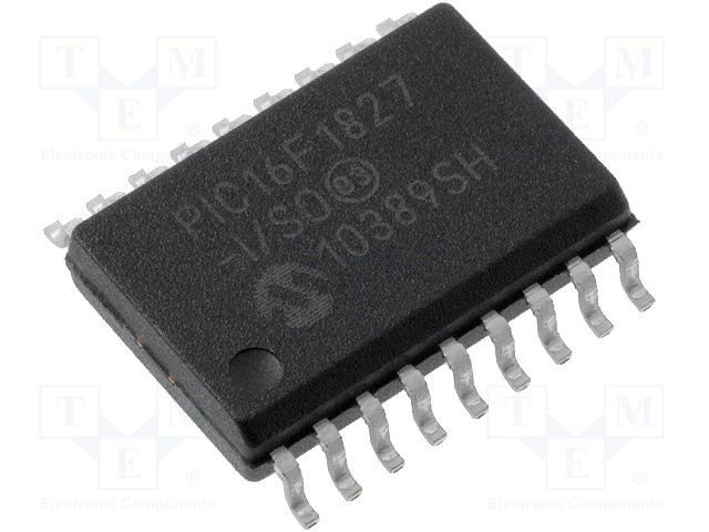 PIC16F1827-I/SO SMD Mikroshēma PIC microcontroller, EEPROM:256B, SRAM:384B, 32MHz, SO18-300