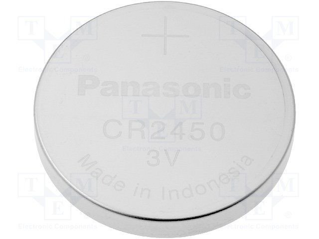CR2450 litija baterija, 3.0V, Ø24x5.0mm, PANASONIC, 6.83gr