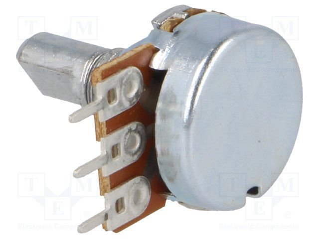 50K mono, Ø17x9.5mm, 100mW, 6mm, L=9mm, potenciometrs ar lineare atkarību, THT, D-profils