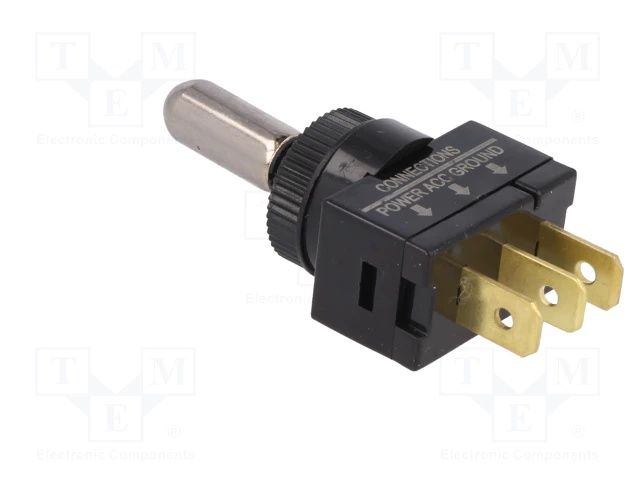 Tumblers, SPST-NO, OFF-ON, 20A/12VDC, LED12VDC, sarkans, 6.3x0.8mm, M12, 24.4x14x18.7mm, poliamids, CSI, ar fiksaciju