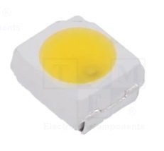 Gaismas diode SMD, silts balts(3000K), 3528(PLCC2), 750...1120mcd, 12V/10mA, 120grad., 3.5x2.8x1.7mm, PLCC2