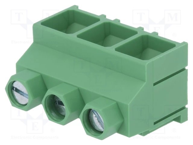 Terminal Blocks PCB, ar skrūvēm, 3pin, 9.52mm, 0.05...4mm2, 1000V/36A, 19x16x21.5mm