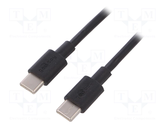 USB-C štekers/USB-C 2.0, štekers, vads, 28AWG + 20AWG, 3A, 1m