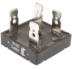 KBPC3516FP Tiltiņš 1600V, 35A, plakana veida biezums 8mm, izolets, izvadi 6.4*0.8mm