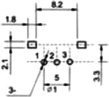 5K mono, 10x15.5x6.8mm, 125mW, 300°, 6mm, solis=2.54mm, potenciometrslineāru atkarību, PCB veida, horizontālais