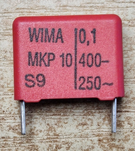 100nF/400VDC, 250VAC, ±20%, polipropilēns kondensātors 15mm, 7x14x18mm, WIMA