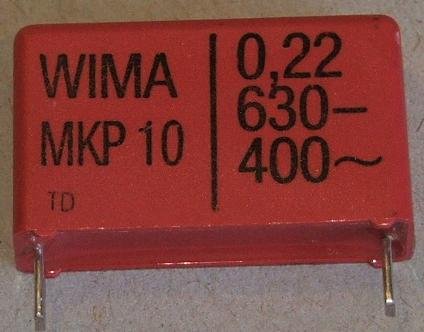 220nF/630VDC, 400VAC, ±20%, polipropilēns kondensātors 27.5mm, 11x21.5x31.5mm, WIMA