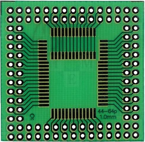 Maketēšanas plate, SMD, 40x40mm, QFP52, QFP68, solis=1.00mm, stikltekstolits, 1.5mm