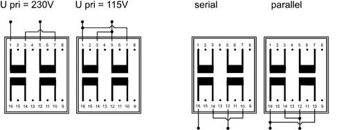 Transformators 220V=>2x12V, 2x250mA, 6VA, 44x53x21.8mm