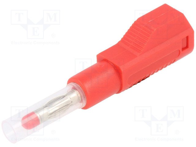 Testera štekers, 4mm, 32A/60VDC, L=56m, ar papildus ligzdu, sarkanā krasa