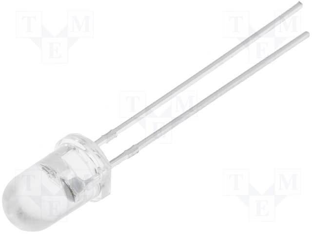 5mm, silta balta, 2180...3000mcd, 30°, 2.8...4V/30mA, gaismas diode