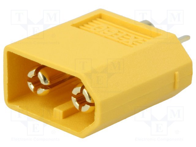 2Pin, XT60, "papa", 500V, 30A, lodejama PCB, taisns