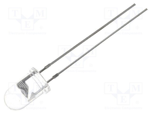 5mm, sarkana, 1560...3000mcd, 60°, 1.8...2.4V/20mA, 625nm, gaismas diode
