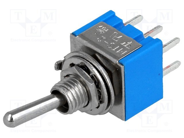 Tumblers, DPDT, ON-ON, 3A/250VAC, lodēšanai, PCB, M6, 13.2x12.9x9.5mm, divi kontakti uz divam stavoklim, ar fiksaciju, metriska vītne