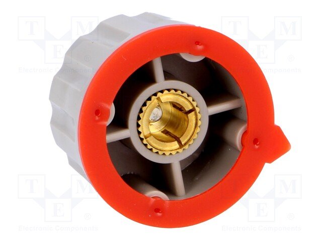Potenciometru rokturitis Ø29x20mm, plastmasa, peleka/sarkana krasa, Ø6mm, skavas mehānisms ar skrūvi