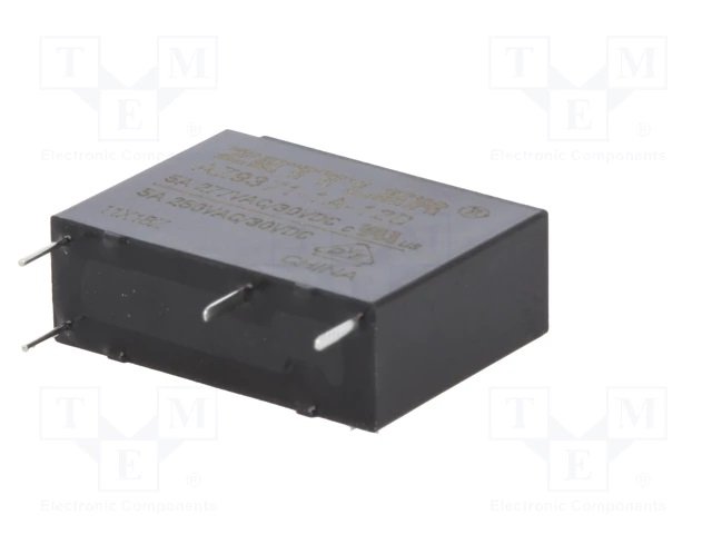 Relejs DC12V, SPST-NO, 5A/250VAC, 5A/30VDC, 720R(16.7mA), viens kontakts uz saslēgšanu, 20.5x7.2x15.3mm, ZETTLER