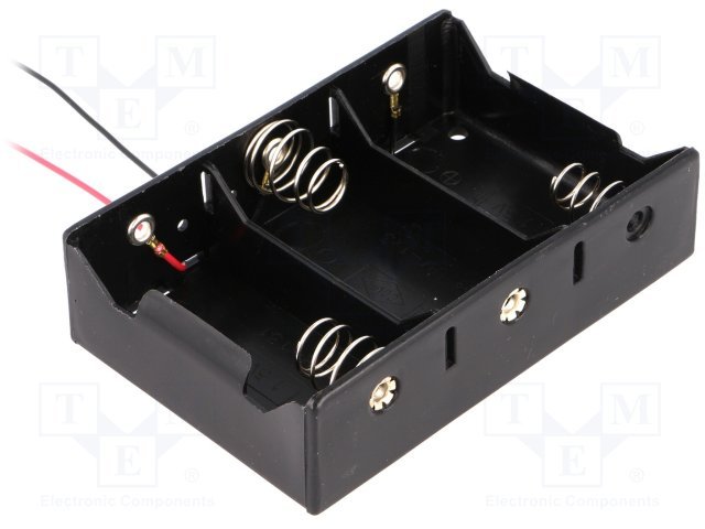 Bateriju turētājs 3xR20 |||, izvadi: vadi