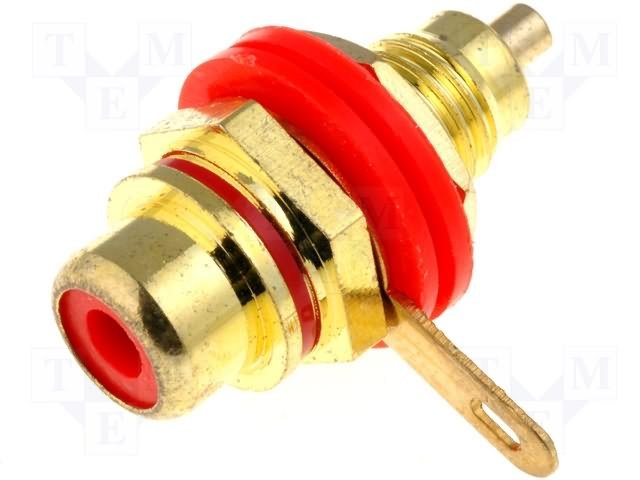 RCA ligzda uz šasijai GOLD, sarkana krasa