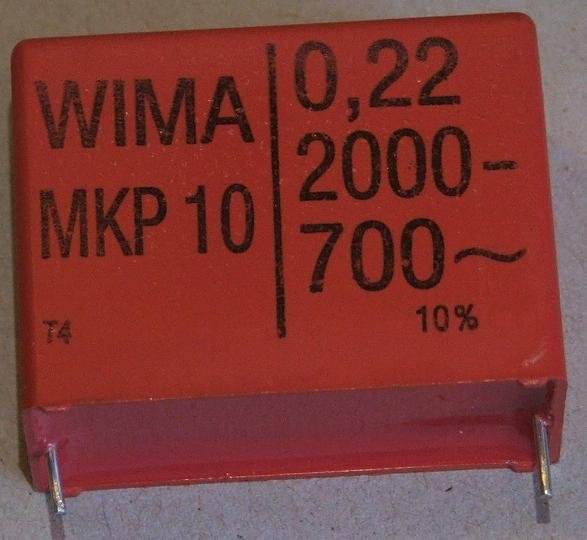 220nF/2000VDC, 700VAC, ±10%, polipropilēns kondensātors 37.5mm, 17x29x41.5mm, WIMA