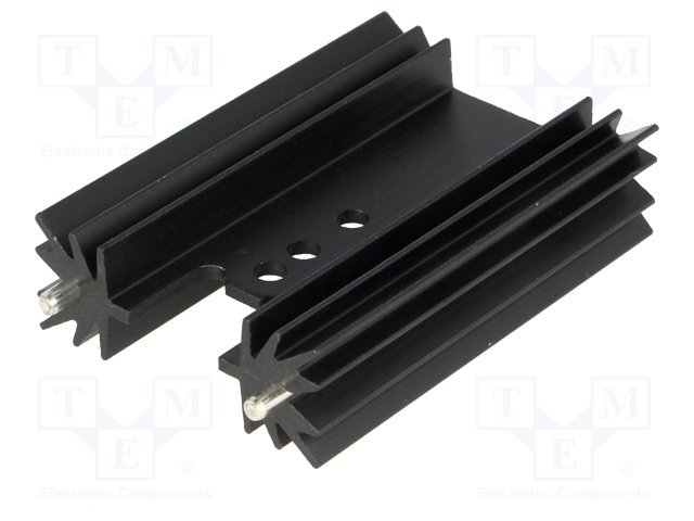 Radiators 35x51x13mm, H veida, 9.1K/W, TO220, aluminijs, melna krasa