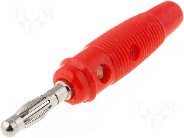 Testera štekers, 4mm, 10A/60VDC, L=60mm, sarkanā krasa