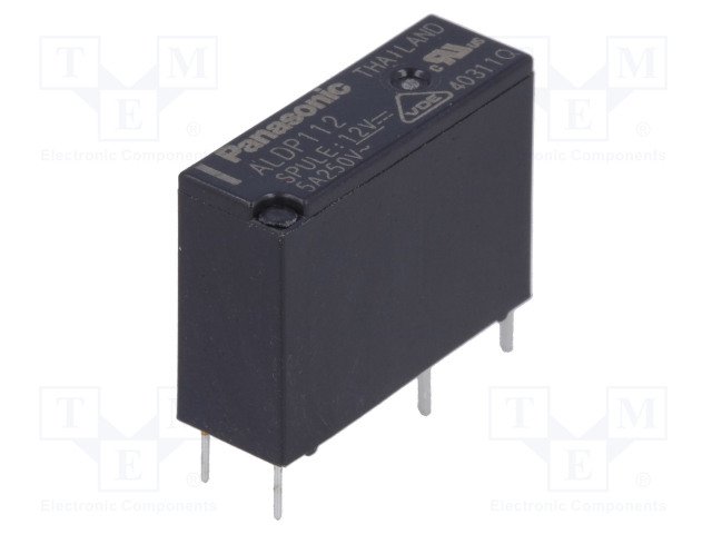 Relejs DC12V, SPST-NO, 5A/250VAC, 3A/30VDC, 720Ω(16.6mA), viens kontakts uz saslēgšanu, 20.5x7.2x15.3mm, PANASONIC
