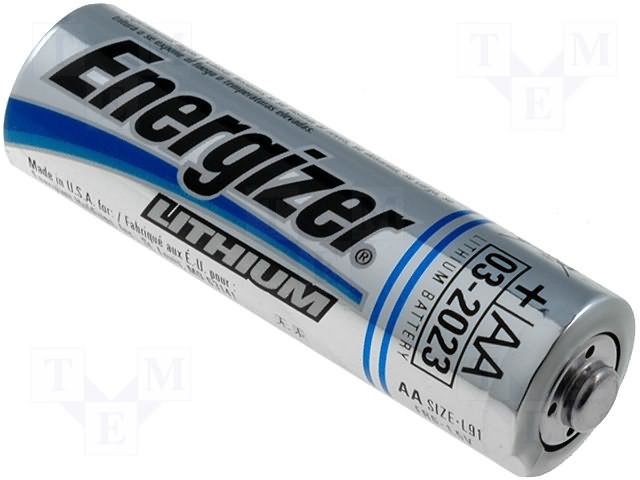 Litija baterija, 1.5V, AA, 3000mAh, Energizer , 9gr.
