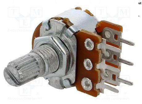 5K stereo, Ø17x11mm, D=6mm, L=9mm, 125mW, ±20%, potenciometrs ar linearu atkarību