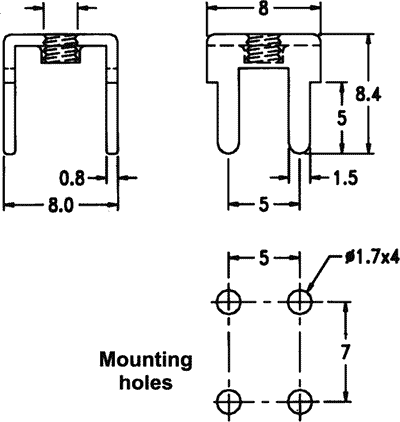 Skrūvju aizspiednis, M4, bez skrūves, THT, aizspiednis zem skrūves