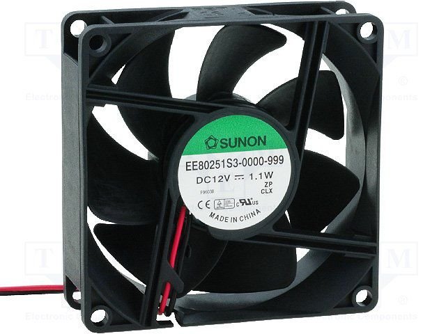 80x80x25mm, DC12V, slīdgultnis, 56.1m3/h, 28dB, 2600rpm, 1.1W, Ventilators