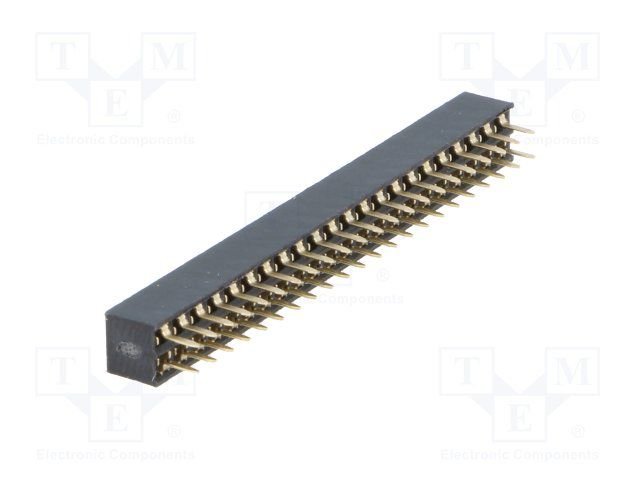 2.0mm, 2x21pin, ligzda, THT, H=4.4mm