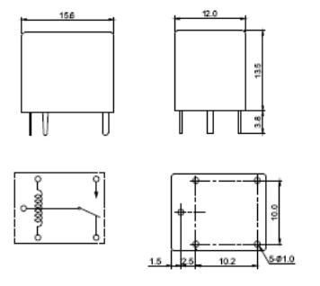 Relejs DC24V, SPDT, 20A/14VDC, 960Ω(25mA), viens kontakts uz pārslēgšanu, 15.6x12x13.5mm, SHORI ELECTRIC