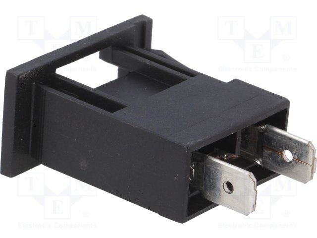 Drošinātāju turētājs, AUTO(19mm, 32VDC, 20A), spailes 6.3mm, panelim ar ar sprūdiem