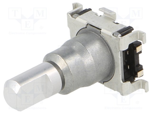 Enkoders, 15imp/revol., 11.7x12, L=20mm, SMD, metala rokturis D=6mm, vertīkals, divas fazas A un B bez fiksācijas, bez vītnes