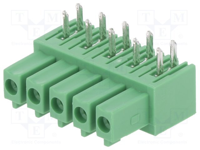 Terminal blocks PCB, ligzda/štekers, 5pin, 3.81mm, leņķisks, 7A