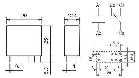 Relejs 110VDC, SPDT, 16A/250VAC, 12A/30VDC, IP67, LED, viens kontakts uz pārslēgšanu, 29.0x12.7x15.7mm, LOVATO ELECTRIC