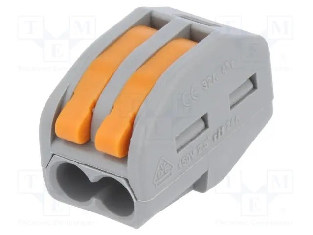 Kabeļa atrs savienotājs, 0.2...2.5mm2, 2pin, 24A/450V, 28AWG...12AWG