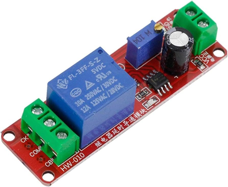 Modulis: Taimers, regulējams moduļa releja aizkaves laiks, 0...10sek, 12VDC, baze NE555, 68x21x25mm