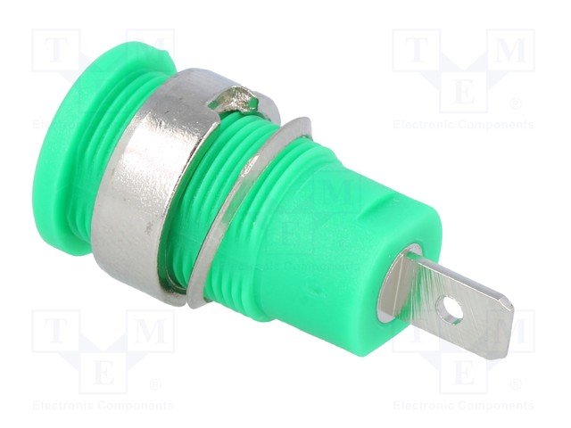 Testera ligzda, 4mm, 32A/60VDC, šasijai, zaļā krasa