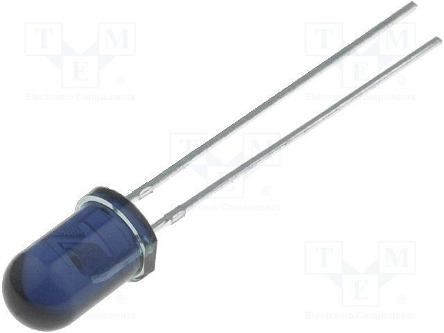 5mm, infrasarkans gaismas diode 940nm, 25grad, 160mW, caurspidigs-zila