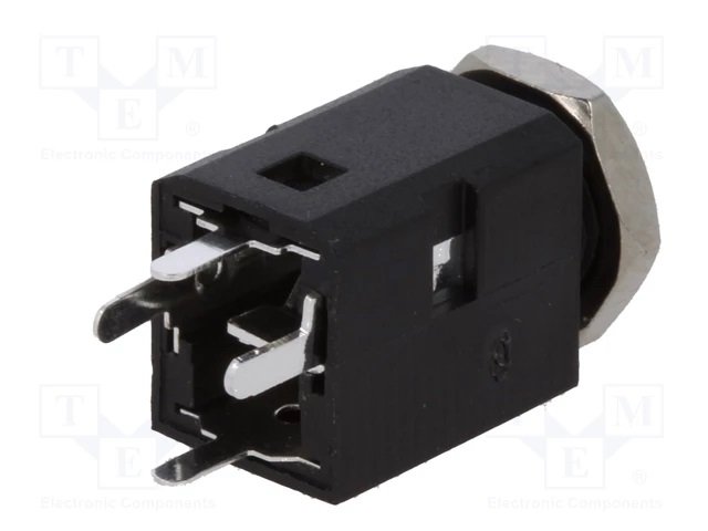 3.5mm ligzda, stereo, plastmasas, skrūvejama šasijai M8(seškanšuuzgrieznis), ledejamie izvadi, 2 x on/off, CLIFF